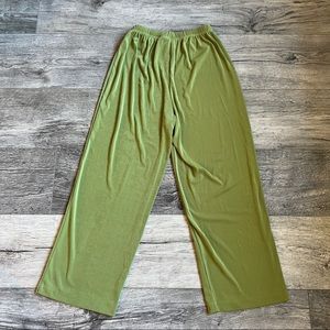 Additions By Chicos Womens Wide Leg Sweatpants Green Elastic Waist Comfort S/0